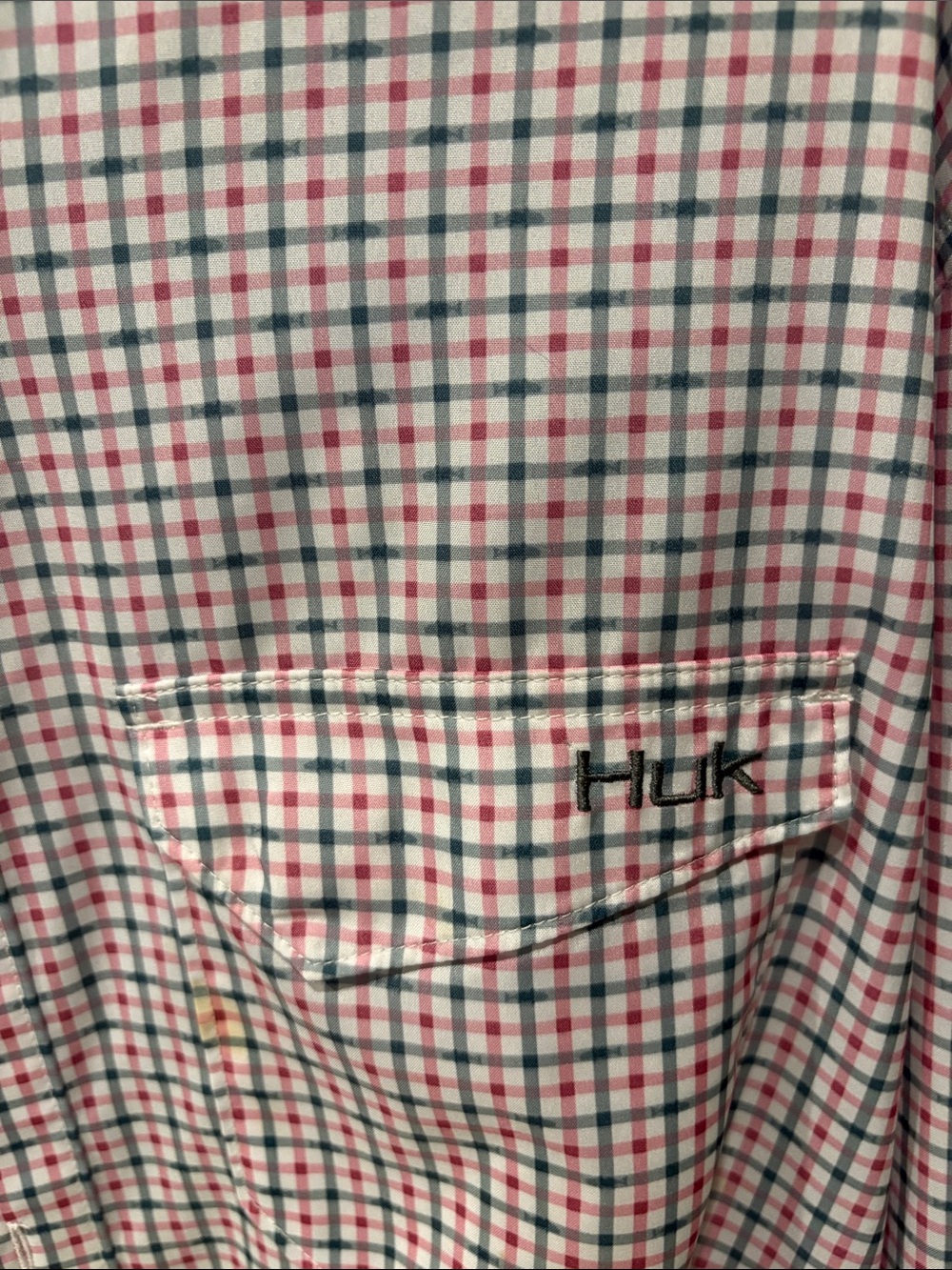 Huk Men's Pink and Blue Check Button-Down Shirt-XL - NWOT